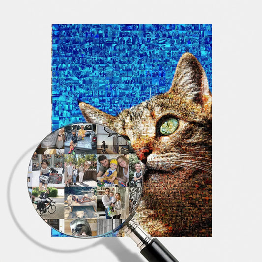 cat lover personalized photo mosaic custom pet gift