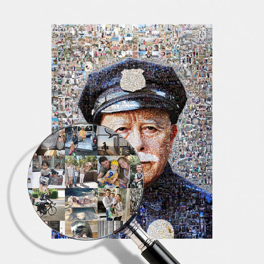 police officer retirement personalized photo mosaic gift